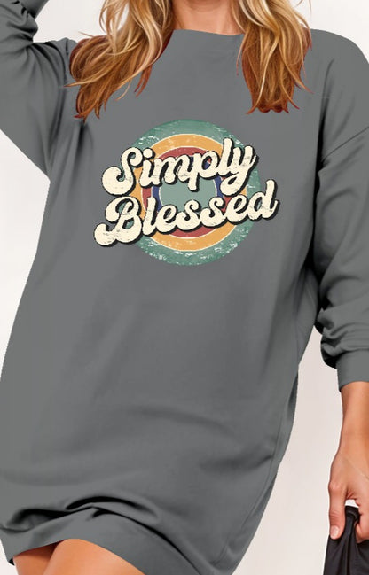 Kadın Uzun Kollu Bisiklet Yaka Yazılı Viskon Iki Iplik Elbise