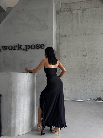 STRABLEZ SANDY ELBİSE YANLARI KATLI - Siyah