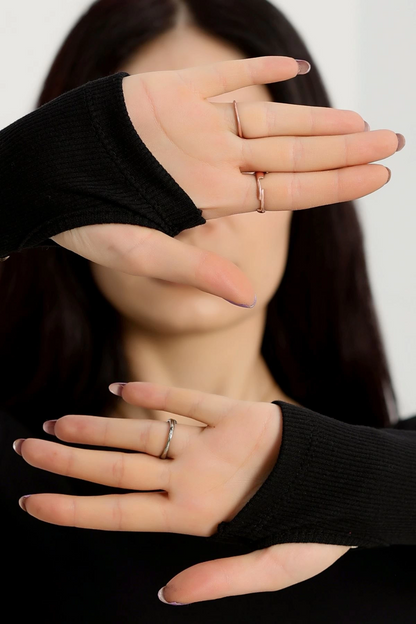 Bisiklet Yaka Parmak Geçmeli Kaşkorse bluz siyah a3829