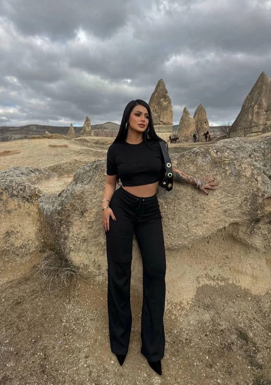 Bol paça pantolonlu alt üst takım