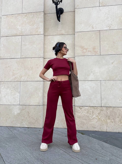 Bol paça pantolonlu alt üst takım