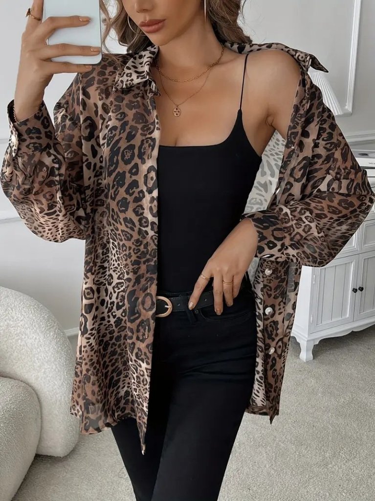 Kadın Uzun Kollu Yakalı önden Düğmeli şifon Gömlek