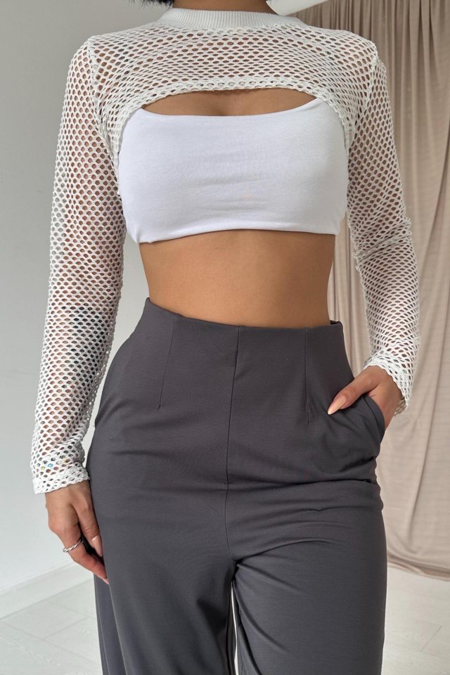 Füme Pensli Lastik Detaylı Pantolon