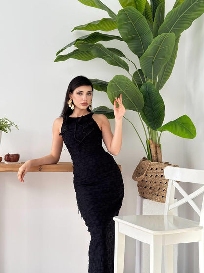 Lers Çiçek Detaylı Elbise