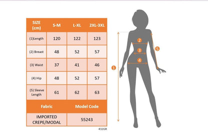 Kadın Uzun Kollu Bisiklet Yaka Ithal Krep Bluz Alt Desenli Modal Midi Elbise