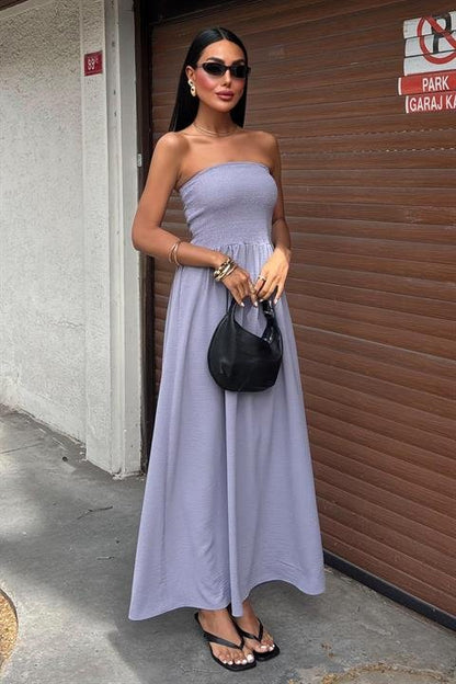 Göğsü Gipeli Straplez Elbise 2878
