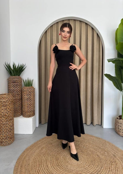 Matilda Gül İp Askılı Elbise