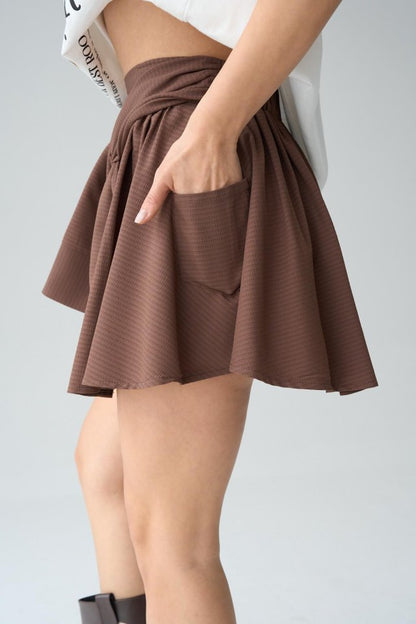 Gömlek Bağlamalı Şort - KAHVE