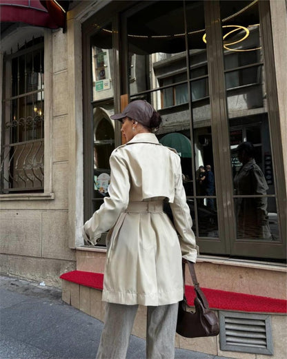 TRENCH KISA ŞANEL BOY - Ekru