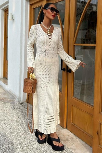 Birit Detaylı Ajurlu Elbise 2838