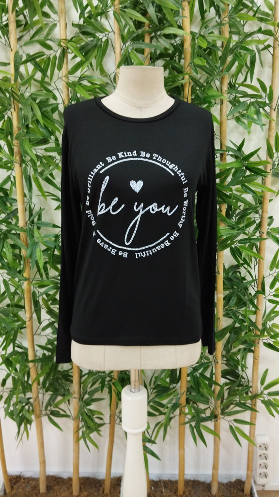 Kadın Uzun Kollu Bisiklet Yakabe Youdesenli Viskon Bluz