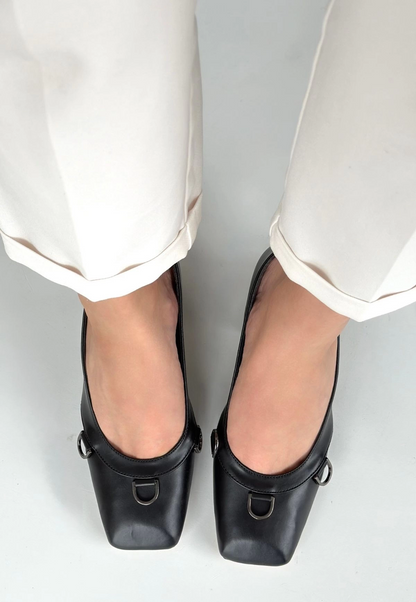 Cande Siyah Cilt Topuklu Ayakkabı