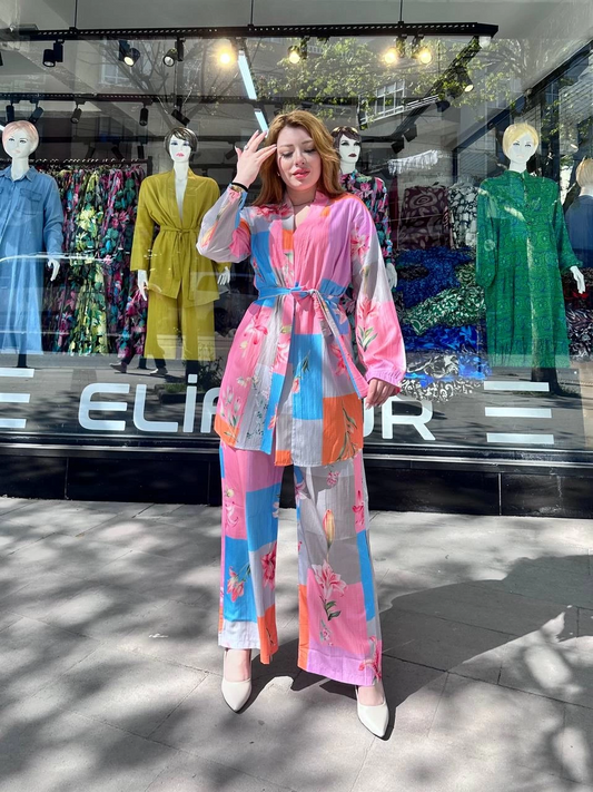 Ceketli baskılı takım