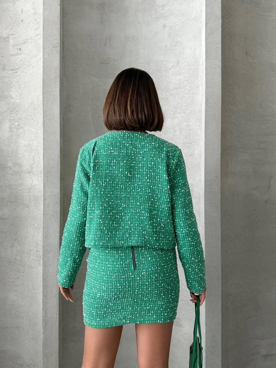 Ceketli etek takım chl kumaş yeşil h24443