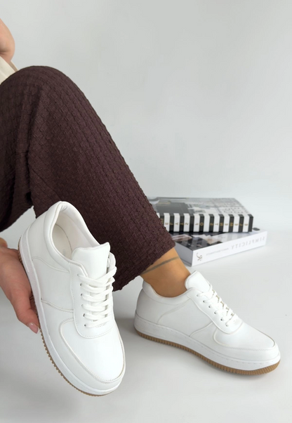 Ceyyan Beyaz Cilt Bağcıklı Spor Ayakkabı