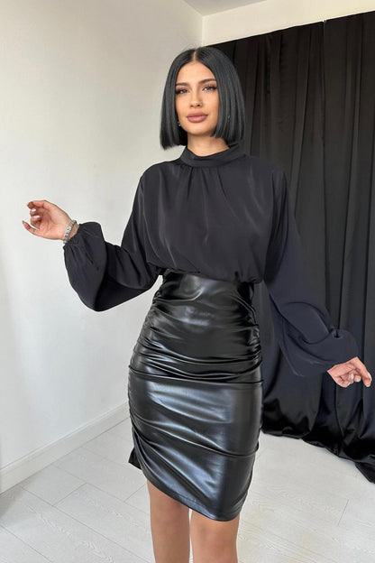 Siyah Deri Elbise
