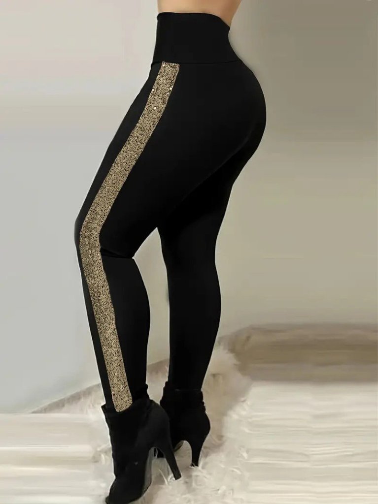 Kadın Yüksek Bel Yan şerit Detaylı Dalgıç Tayt