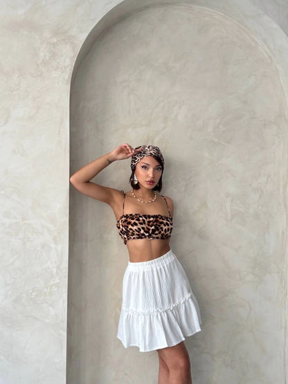 Çingene keten etek beyaz s24808