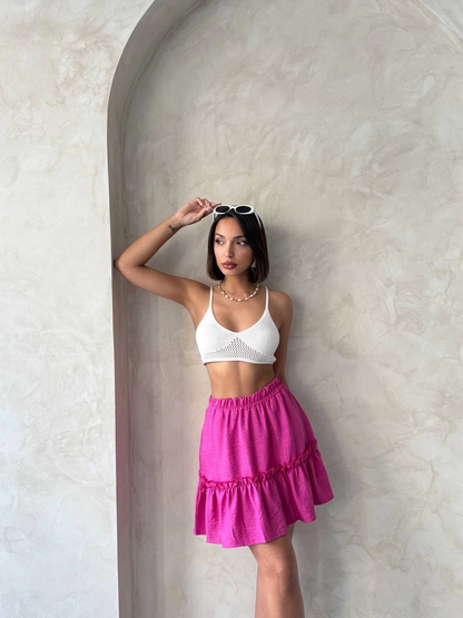 Çingene keten etek fuşya s24808