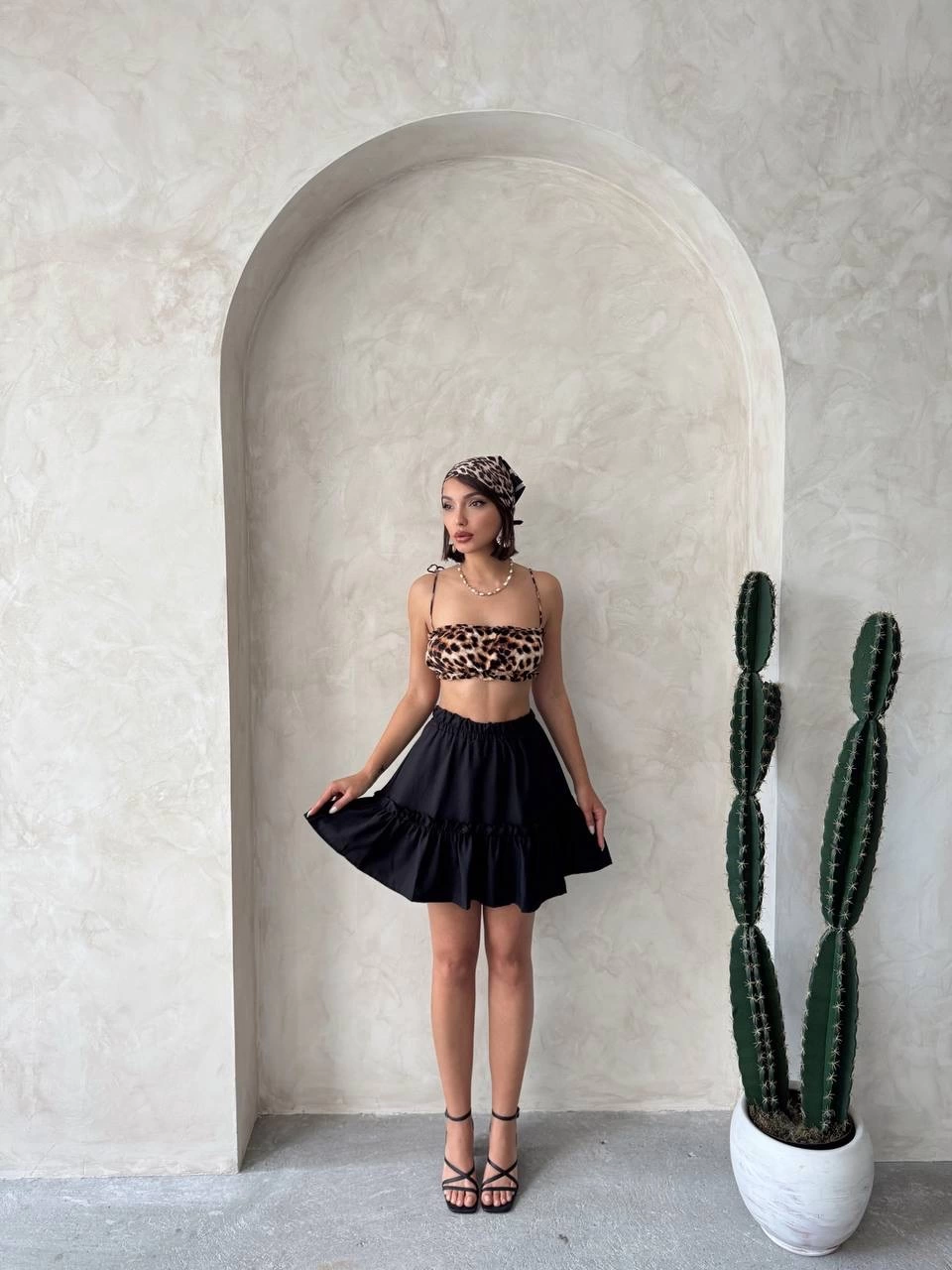 Çingene keten etek siyah s24808