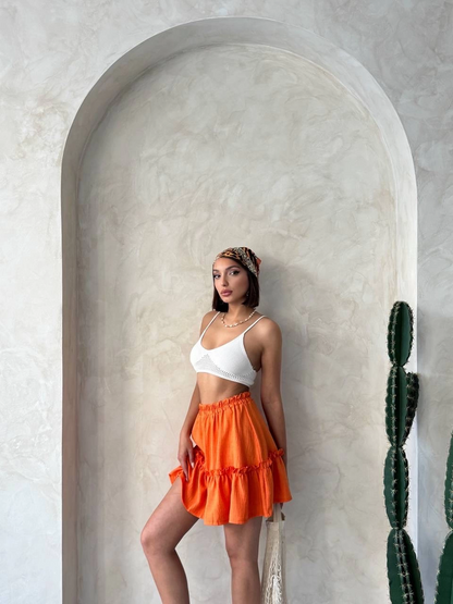 Çingene keten etek turuncu s24808