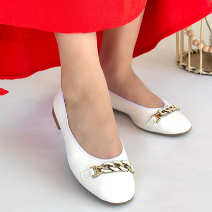 Cleo Beyaz Cilt Babet Ayakkabı