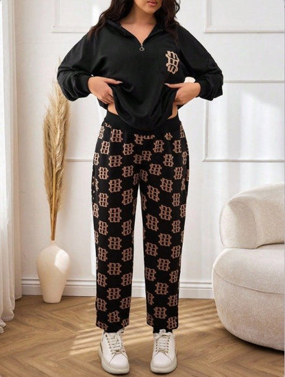 Kadın Uzun Kollu Iki Iplik Kumaş Fermuar Ve Cep Detay Kapüşonlu Ikili Takım