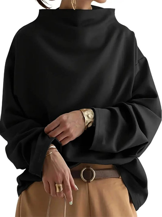 Kadın Uzun Kollu Geniş Balıkçı Yaka Modal Bluz