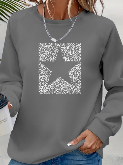 Kadın Uzun Kollu Bisiklet Yaka Desenli Viskon Iki Iplik Bluz