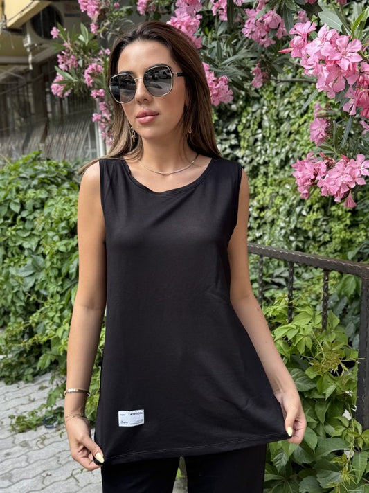 Kadın Askılı Yuvarlak Yaka Viskon Iki Iplik Bluz Ve Eşofman Altı Ikili Takım