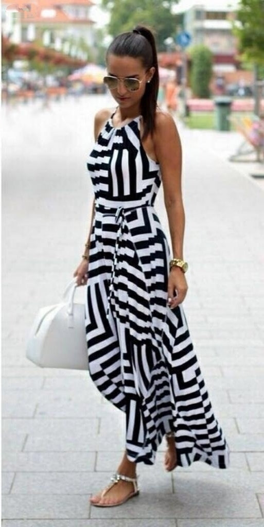 Kadın Ayarlanabilir Askılı Geometrik Desen Kuşaklı Gipeli Süprem Elbise