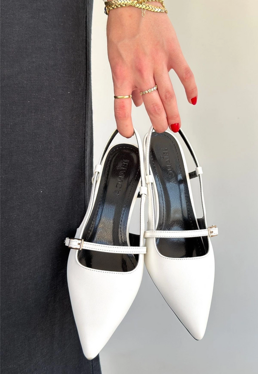 Darina Beyaz Cilt Topuklu Ayakkabı