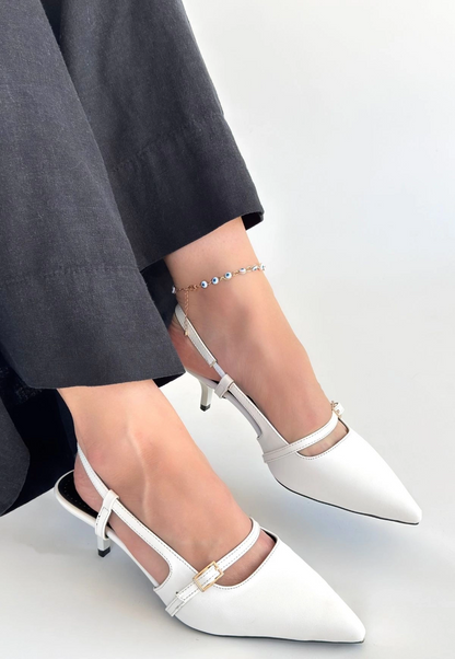 Darina Beyaz Cilt Topuklu Ayakkabı