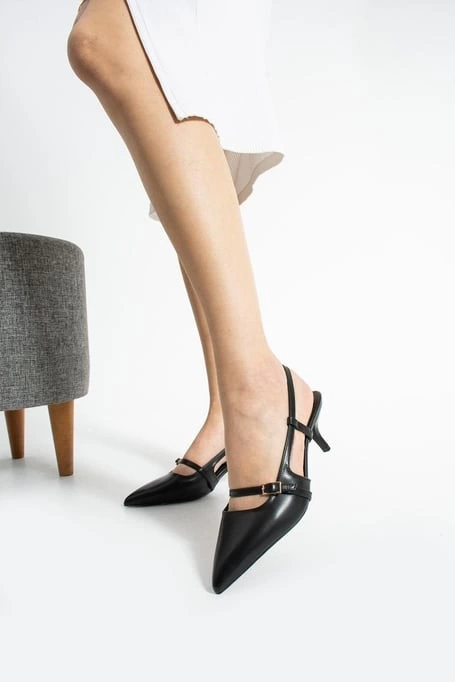 Darina Siyah Cilt Topuklu Ayakkabı