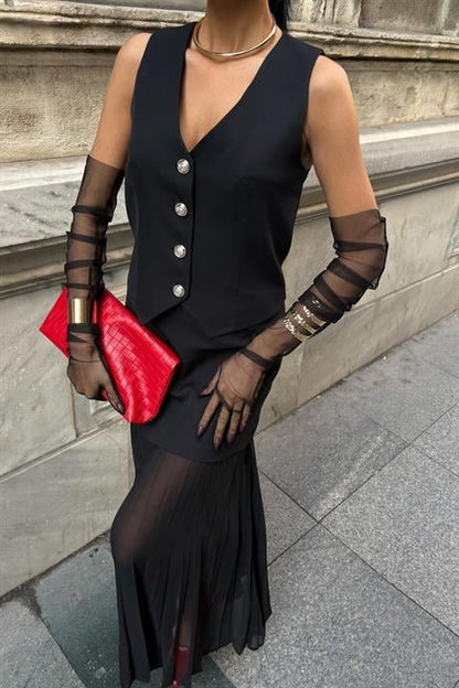 Yelek Ve Pilise Etekli Premium Takım 10096