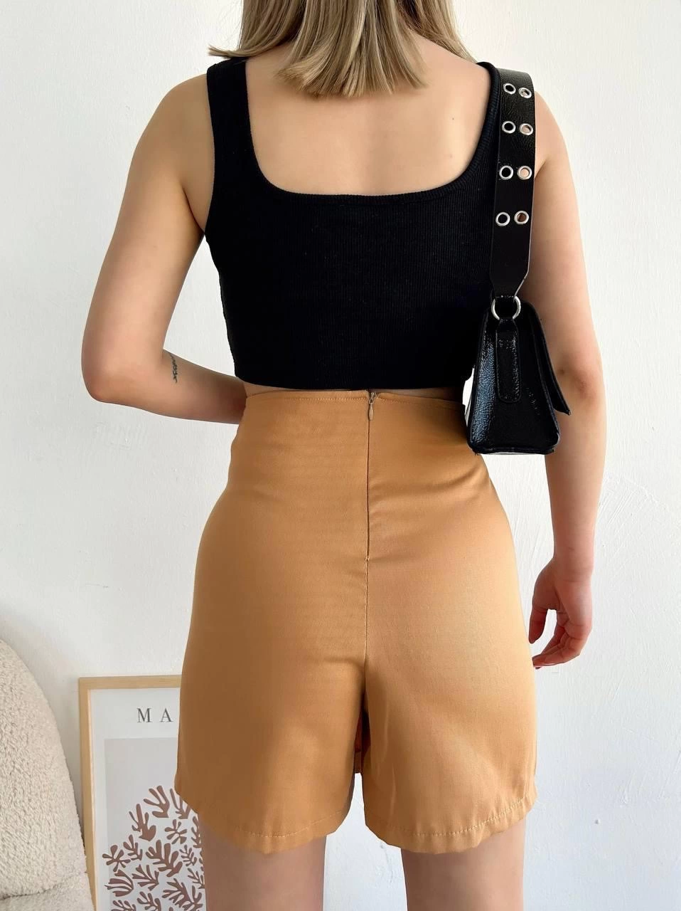 Dört çıtçıtlı Gabardin şort etek s249001