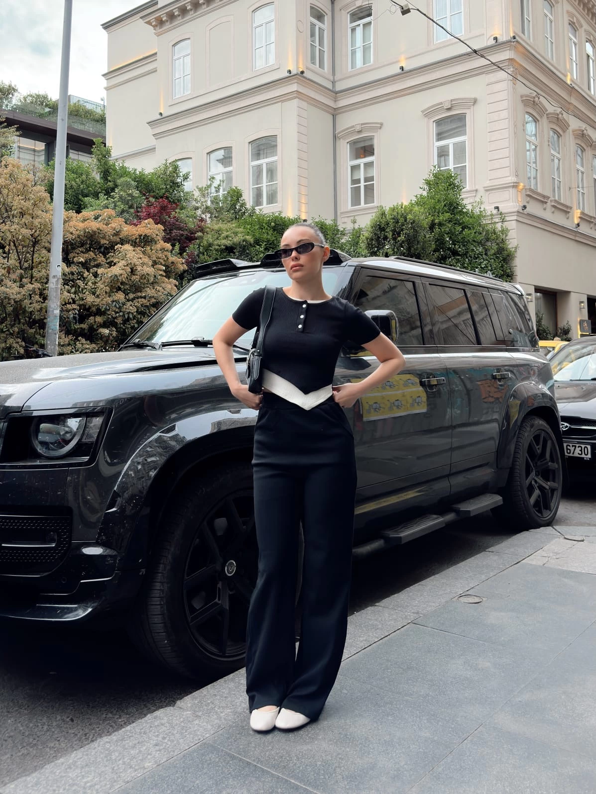 Düğme yakalı siyah alt üst takım s3943