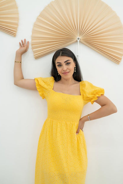 Sarı Tokalı Fisto Elbise