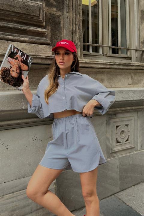 Volerie Çizgili Şortlu Takım 9342-17