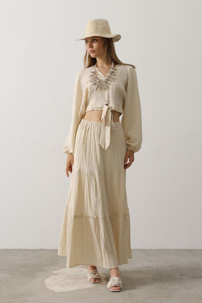 Balon Kollu Etekli Kaş Takım - Taş