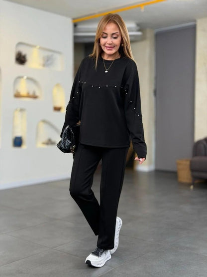 Kadın Inci Detay Modal Kumaş Ikili Takım