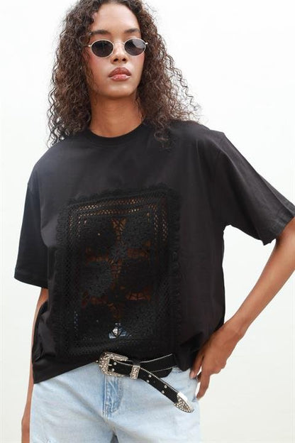 Melasti Motifli Brodeli Tişört 8019-8