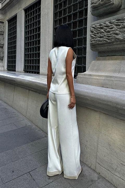 Paulo Gold Düğmeli Yelek Pantolon Takım 9976