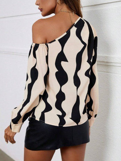 Kadın Tek Omuzdan Açık Uzun Kollu Modal Bluz