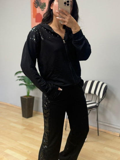 Kadın Iki Iplik Kumaş Pul Ve Fermuar Detaylı Ikili Takım