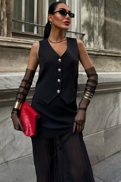 Yelek Ve Pilise Etekli Premium Takım 10096