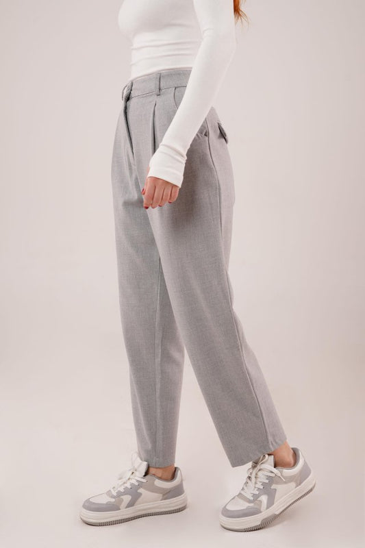 Kapama Cep Detaylı Gri Pantolon