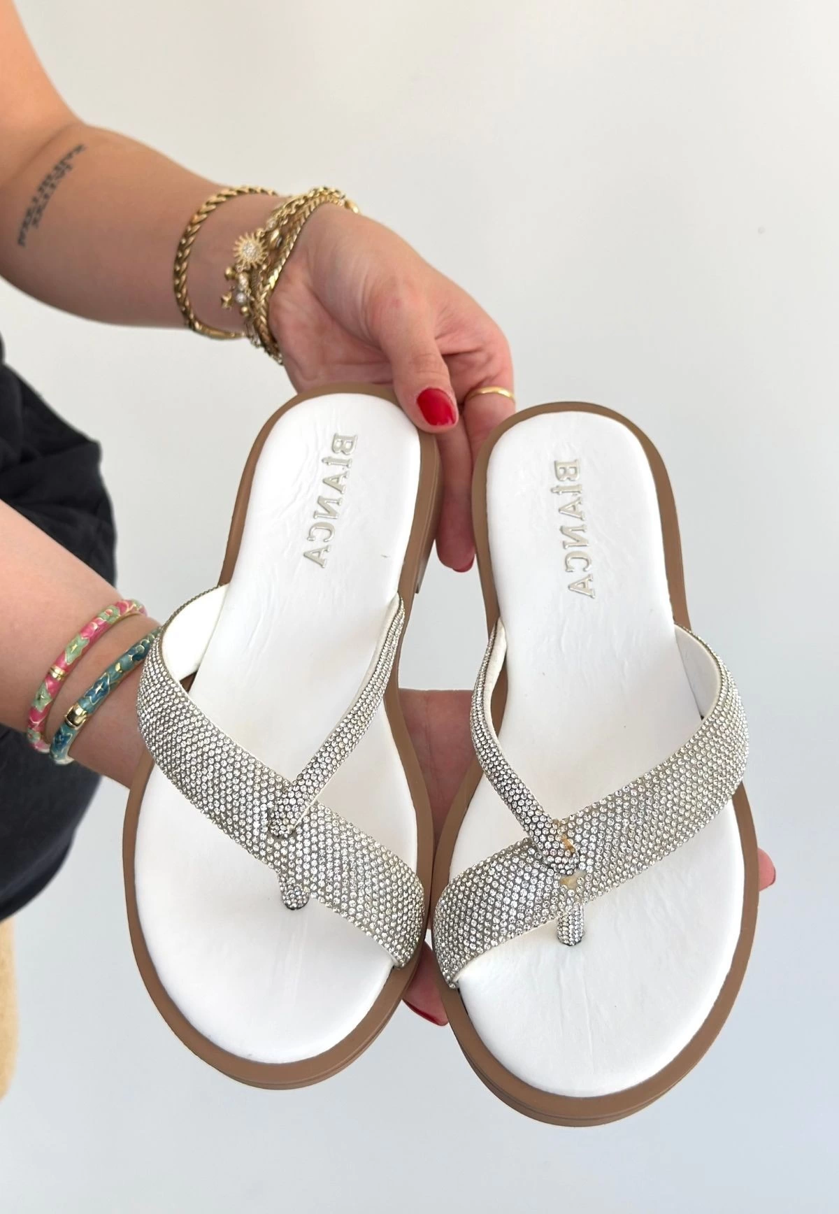 Eday Gümüş Boncuk İşlemeli Terlik