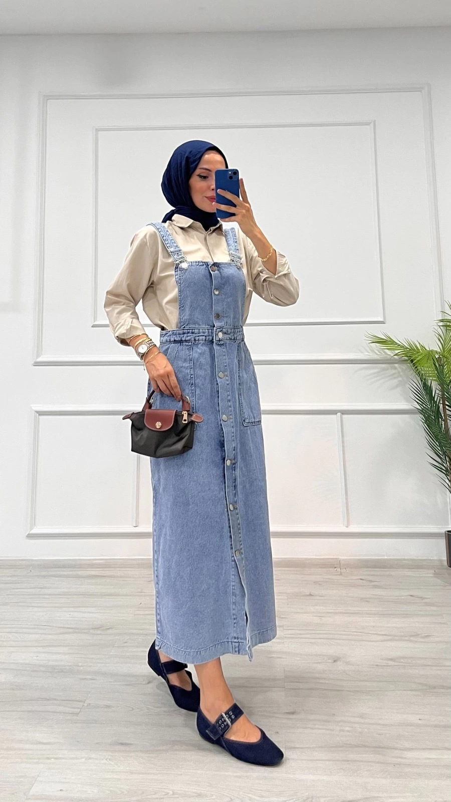 Etekli salopet enzim süper taş yıkama buz mavi d 2521