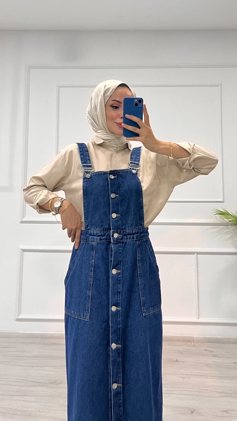 Etekli salopet enzim süper taş yıkama koyu mavi d2521